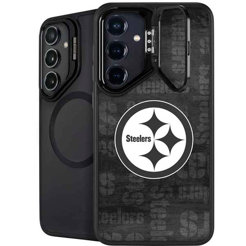 NFL Pittsburgh Steelers Black & White Galaxy S24 FE Kickstand Case